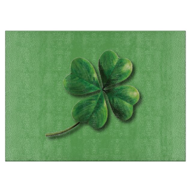 Planche À Découper Trèfle irlandais vert moderne (Devant)