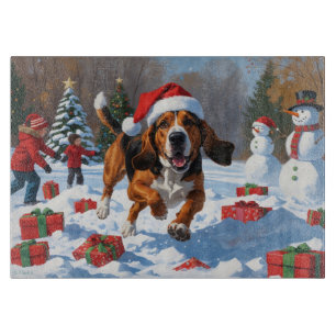 Planche À Découper Trek Walker Coonhound Neige avec Casquette de Noël