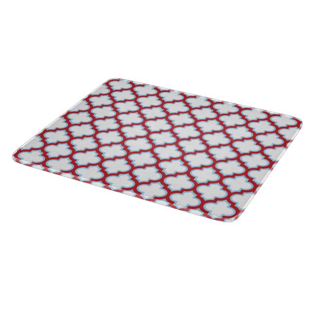 Planche À Découper Trellis blanc et rouge, treillis, Quatrefoil (Coin)