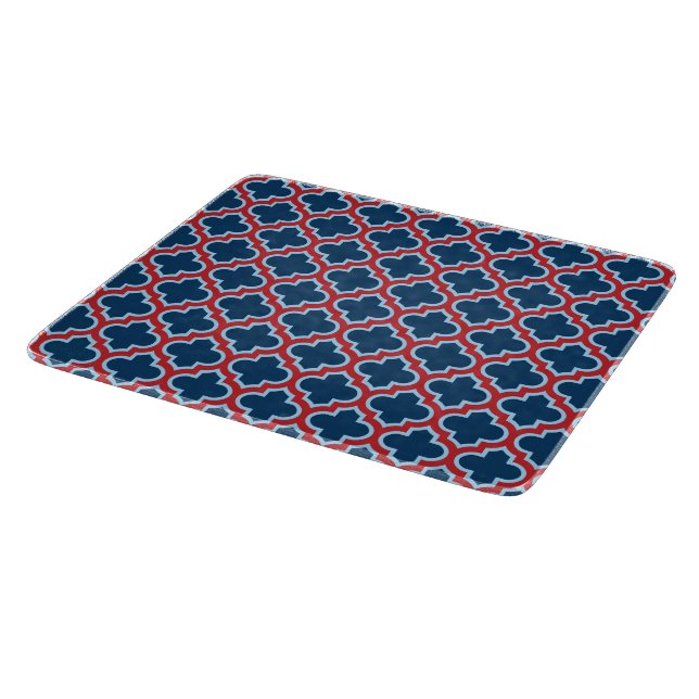Planche À Découper Trellis marocain bleu et rouge, treillis, Quatrefo (Coin)