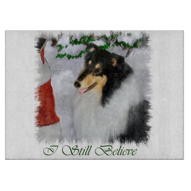 Planche À Découper Tri couleur Collie Noël (Devant)