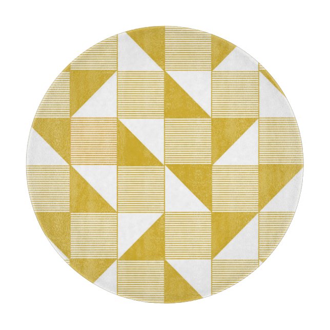Planche À Découper Triangles Jaunes : Motif Linéaire Sans Seamless. (Devant)