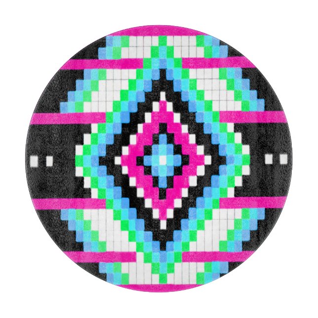 Planche À Découper Tribal Original Pink Round Glass Cutboard (Devant)