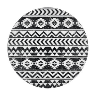 Planche À Découper Tribu aztèque : motif blanc grinçant.