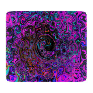 Planche À Découper Trippy Black et Magenta Retro Liquid Swirl