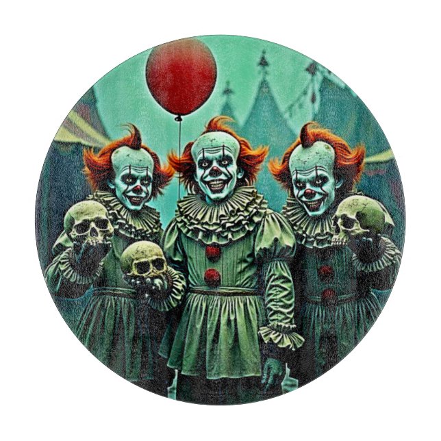 Planche À Découper Trois Clowns Déplaisants Crâne conception de la pe (Devant)