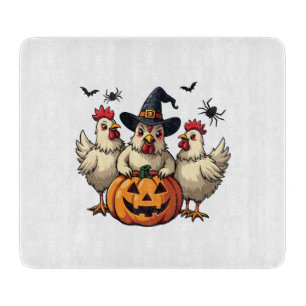 Planche À Découper Trois Éffrayant Halloween Poulet Farmer Chaud d'au