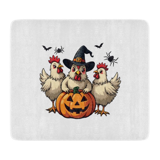 Planche À Découper Trois Éffrayant Halloween Poulet Farmer Chaud d'au (Devant)