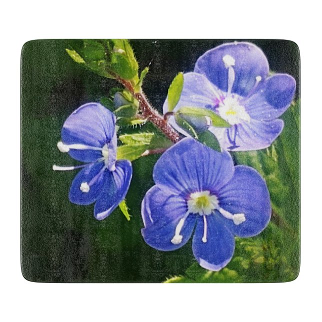 Planche À Découper Trois fleurs bleues (Devant)