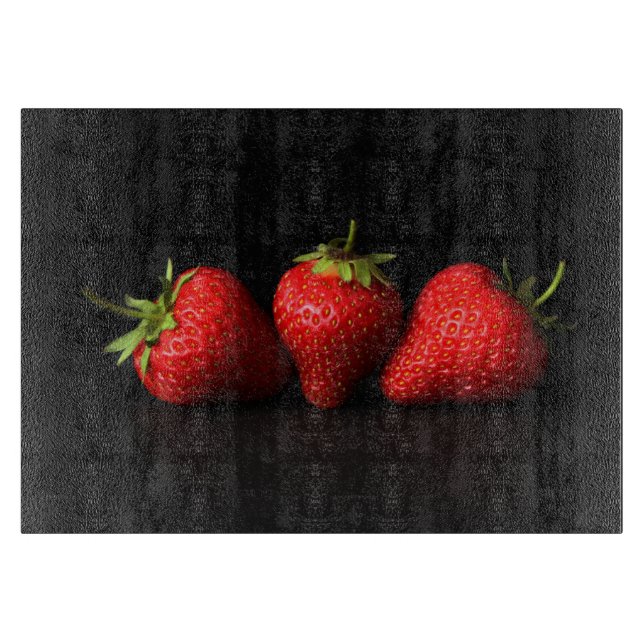 Planche À Découper Trois Fraises Sur Cbcnm Noir (Devant)