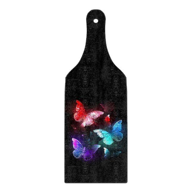 Planche À Découper Trois papillons brillants sur l'arrière - plan de  (Devant)