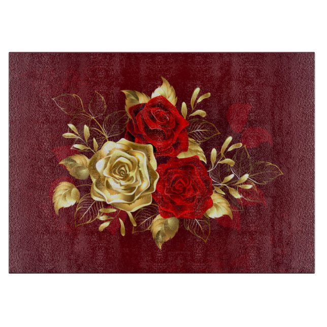 Planche À Découper Trois roses de joaillerie (Devant)