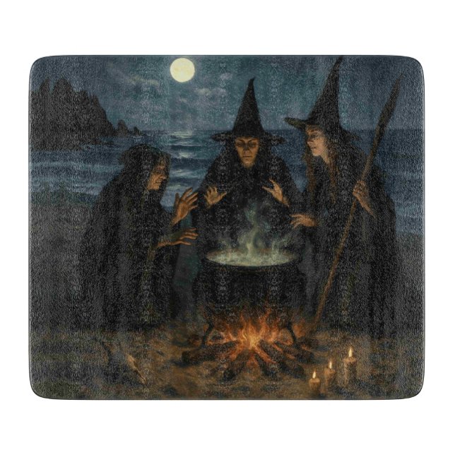 Planche À Découper Trois Sorcières Brew Cauldron Pleine lune Beach (Devant)