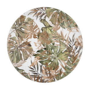Planche À Découper Tropical Gold Feuilles Floral sans joint