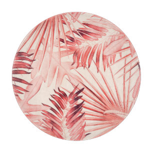 Planche À Découper Tropical Palm Feuille, Hawaiian Stylish Motif.