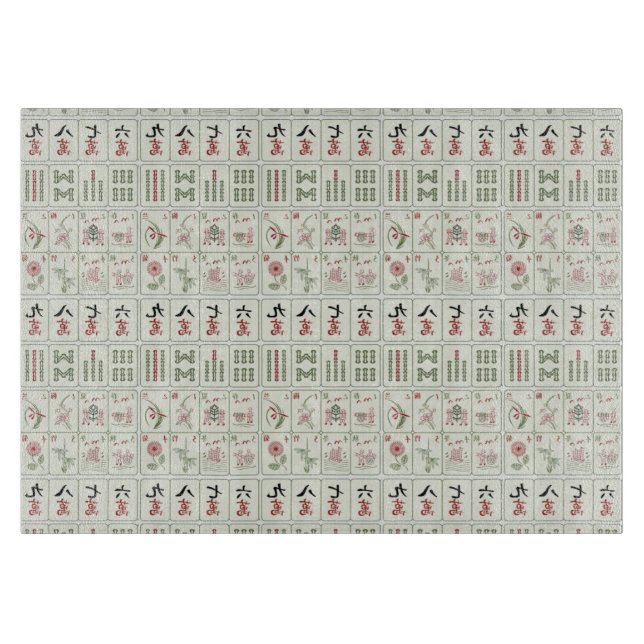 Planche À Découper Tuiles de Mahjong Verre trempé (Devant)