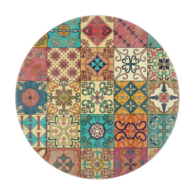 Planche À Découper Tuiles portugaises : motif sans couture de style A (Devant)