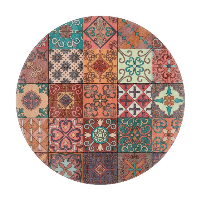 Planche À Découper Tuiles portugaises : Talavera Style Azulejo. (Devant)