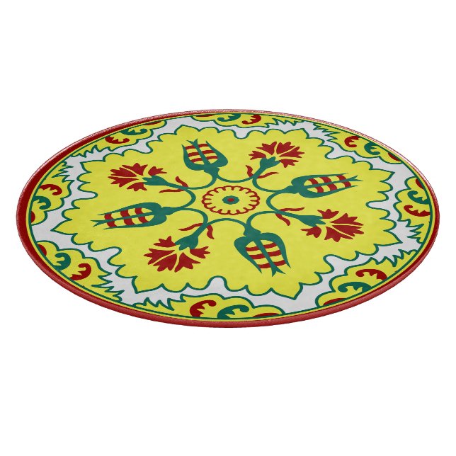 Planche À Découper Tulipe turque ottomane rouge jaune vert oriental (Coin)