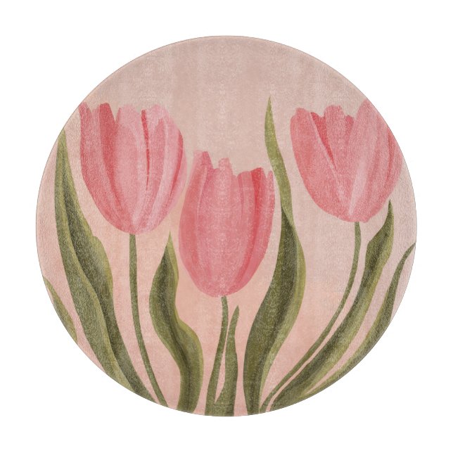 Planche À Découper Tulipes Painteté Jolie Rose (Devant)