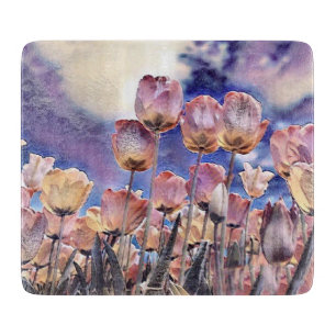 Planche À Découper Tulipes violettes, roses et orange