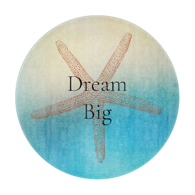 Planche À Découper Turquoise Blanc Aqua Bleu Étoile de Mer Plage (Devant)