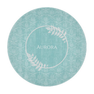 Planche À Découper Turquoise Elegant Damask Personnalisé Cutboard