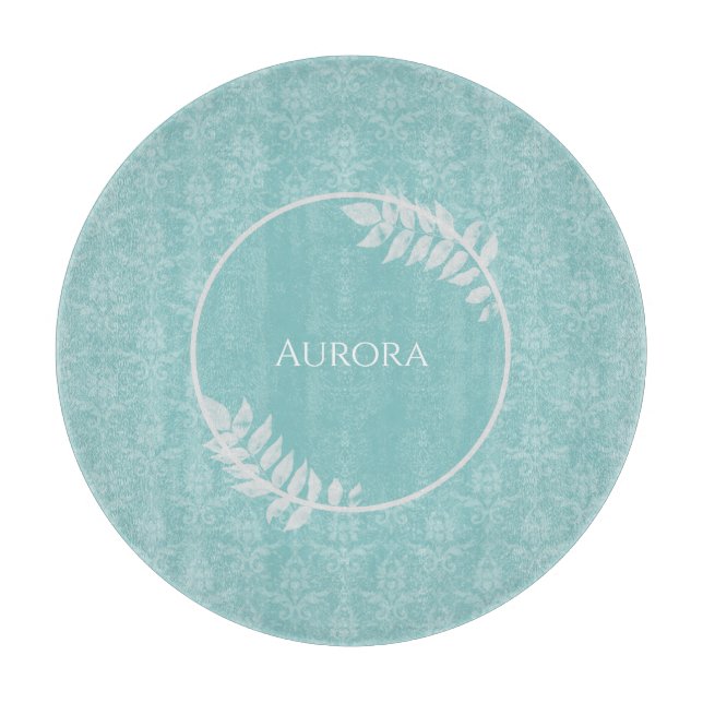 Planche À Découper Turquoise Elegant Damask Personnalisé Cutboard (Devant)