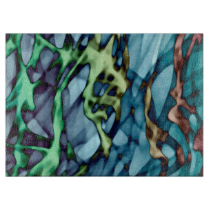 Planche À Découper Turquoise Vert Jaune Orange Or Rouge Art Abstrait