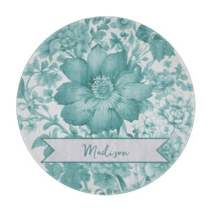 Planche À Découper Turquoise Vintage Chinoiserie Floral Personnalisé