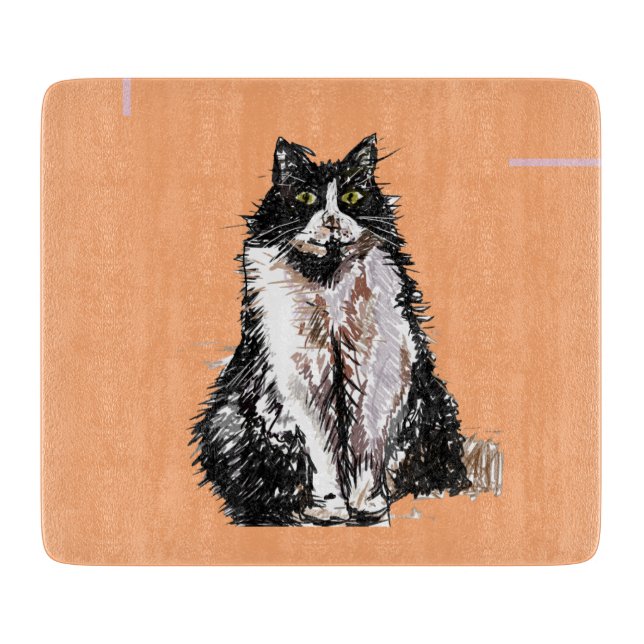 Planche À Découper Tuxedo Chat Cute Chats Noir Blanc Orange (Devant)