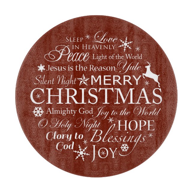 Planche À Découper Typographie de mots de Noël (Devant)