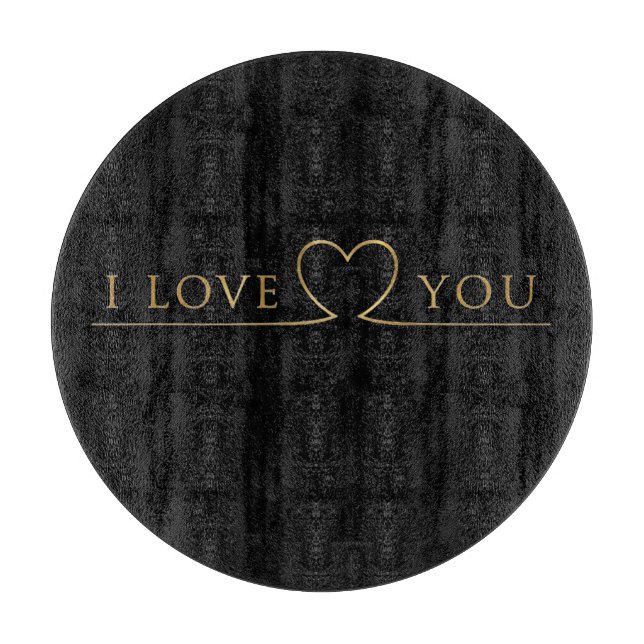 Planche À Découper Typographie dorée I Love You (Devant)