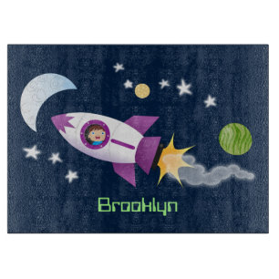 Planche À Découper Un adorable vaisseau-fusée dans l'espace dessin an