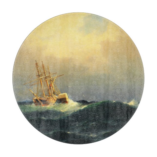 Planche À Découper Un bateau à vapeur dans une tempête dans l'océan A (Devant)