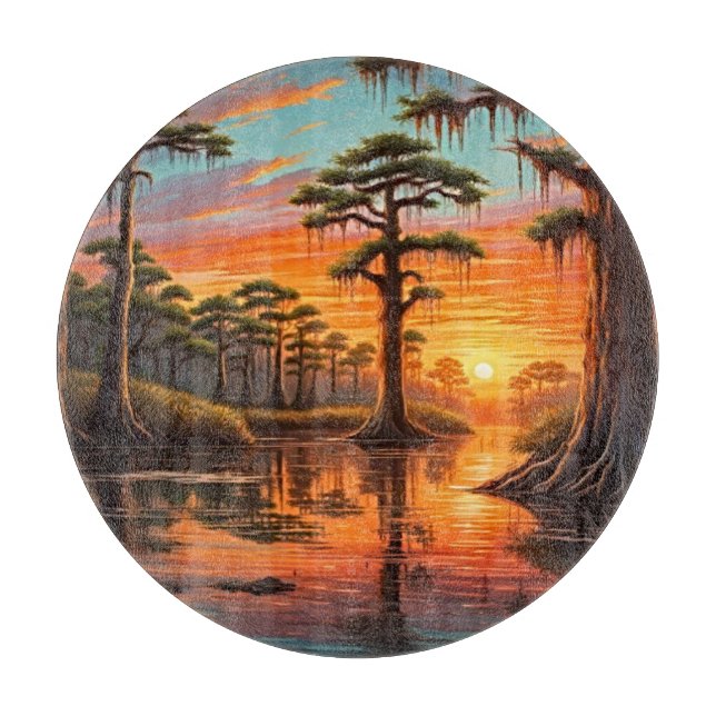 Planche À Découper Un beau coucher de soleil sur le Bayou (Devant)