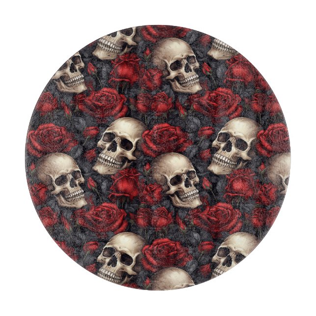 Planche À Découper Un design de la série A Skull and Roses 10 (Devant)