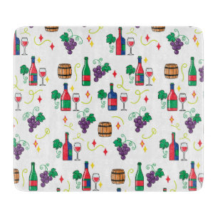Planche À Découper Un motif coloré sur le thème du vin