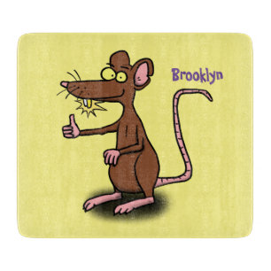 Planche À Découper Un rat brun mignon pouce vers le haut dessin animé