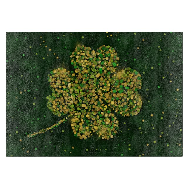 Planche À Découper Un Shamrock irlandais à quatre feuilles de trèfle  (Devant)