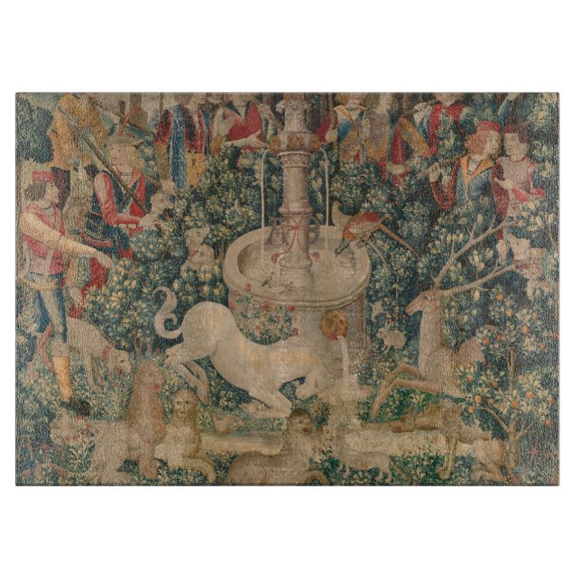 Planche À Découper Unicorn est trouvé, Tapisserie médiévale (Devant)