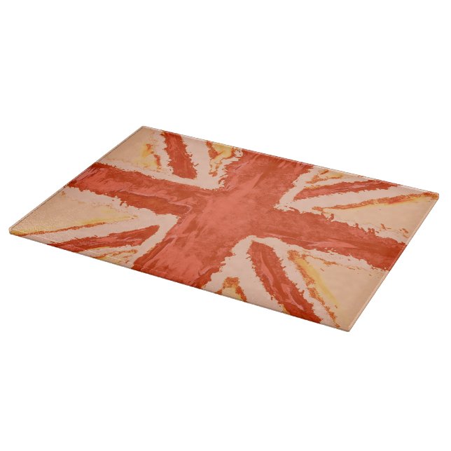Planche À Découper Union Jack Peint UK Art Tangerine par Heva Weva (Coin)