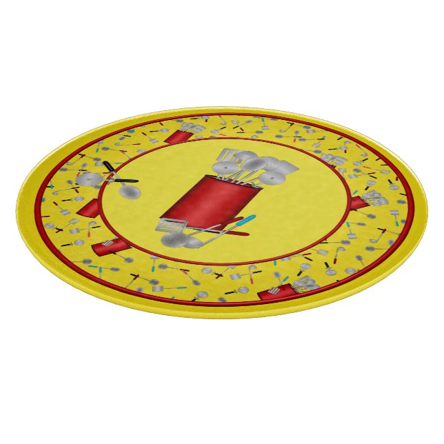 Planche À Découper Ustensiles de cuisine, Jaune-12po ROND CUTTING (Coin)