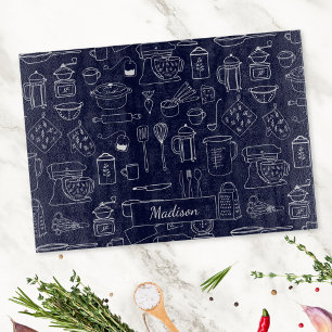 Planche À Découper Ustensiles de cuisine vintage modernes Cute Doodle