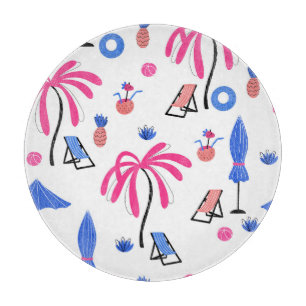 Planche À Découper Vacances d'été : Palm Trees Ananas Motif