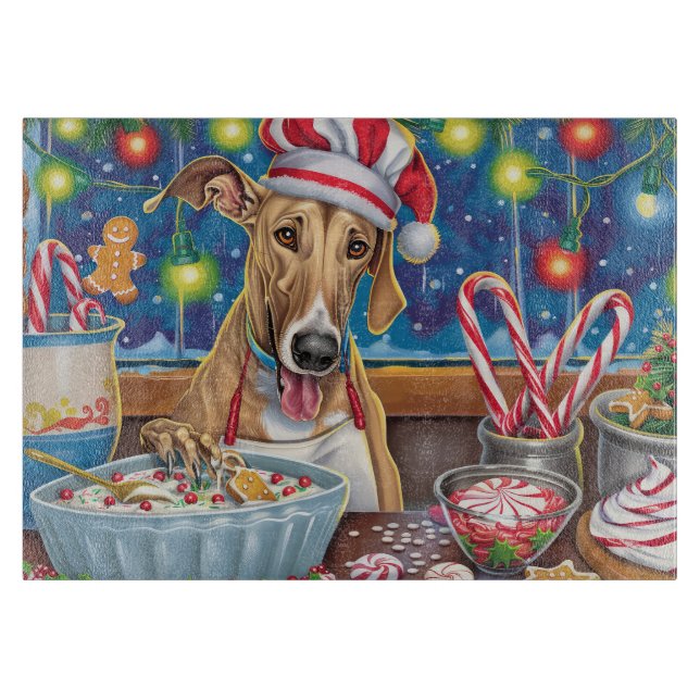 Planche À Découper Vacances Greyhound de pâtisserie : Noël festif (Devant)