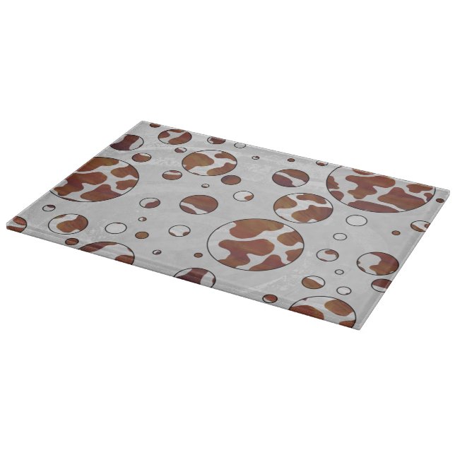 Planche À Découper Vache à pois Marron et blanc imprimé (Coin)