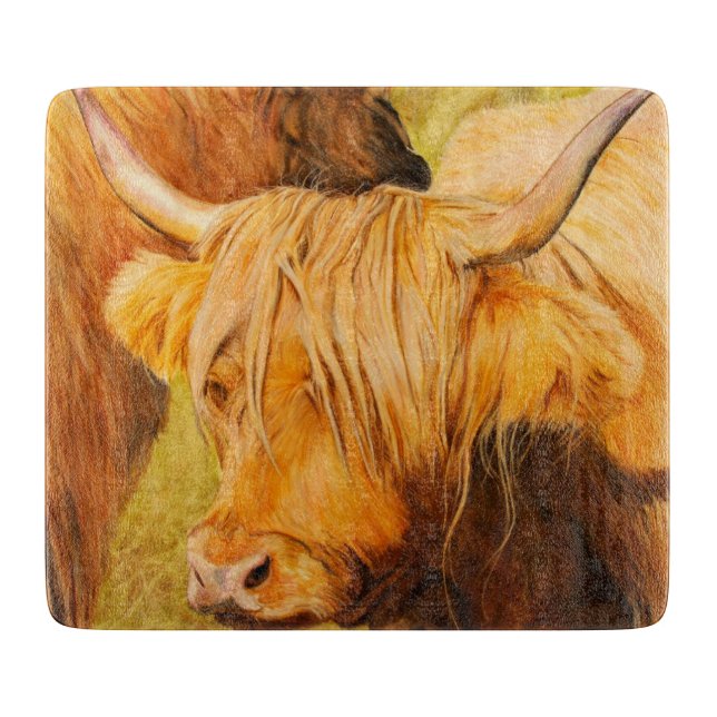 Planche À Découper Vache des montagnes, bétail écossais (Devant)