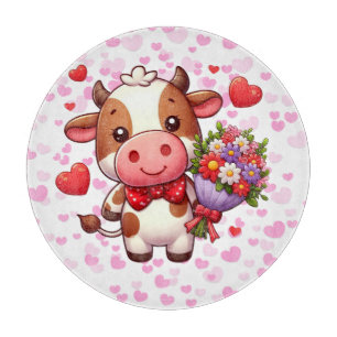 Planche À Découper Vache mignonne de la Saint-Valentin