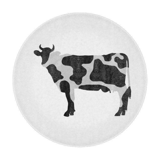 Planche À Découper Vache Noir et Blanc Silhouette (Devant)